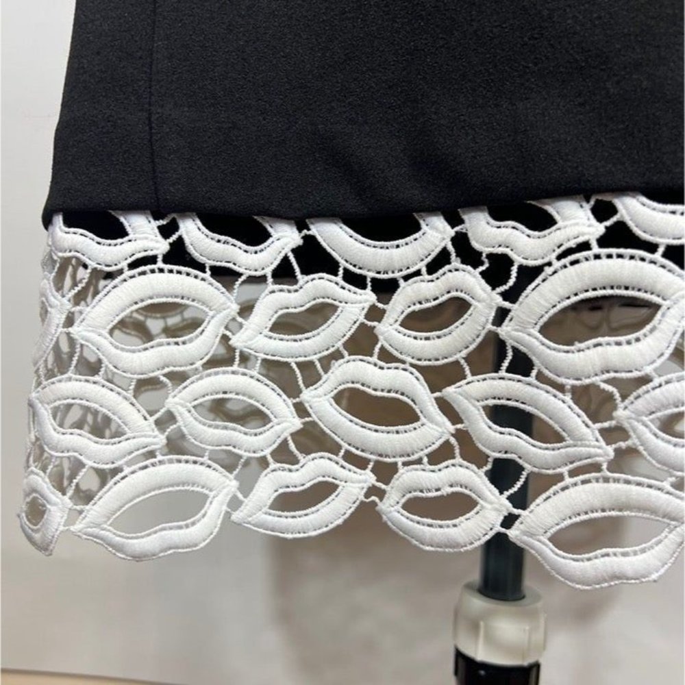 Betsey Johnson  Sz 18W  Black Sleeveless  White Lace  Flounce Dress - Picture 7 of 7